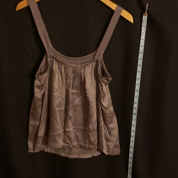 Y2K Grey Silky Top with beaded Collar - Picture 2 of 5